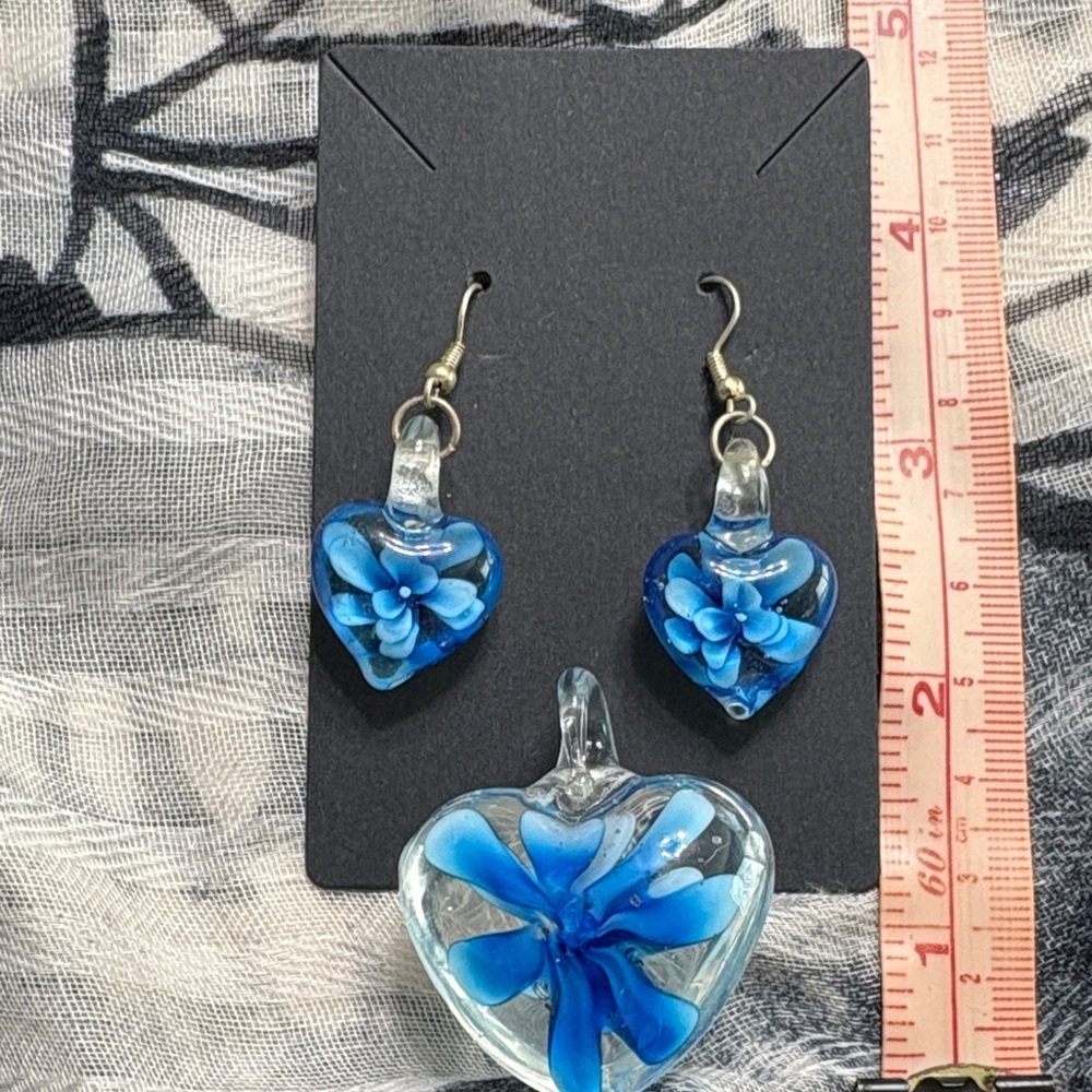 🖤Blue Floral Heart Jewelry Set🖤